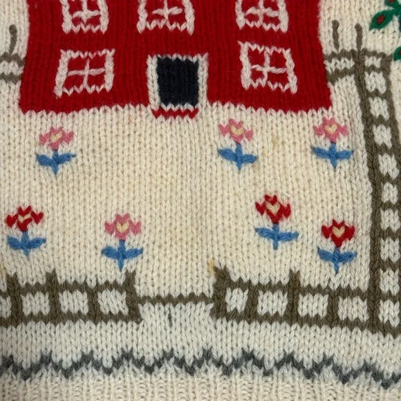 Vintage Deans of Scotland 100% Wool Sweater Schoolhouse Teacher Prairie Size S - Picture 8 of 12